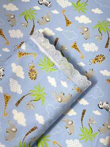 Laura Baby 2-Piece Sheet Set For American Standard Crib Or Mini Crib 100% Cotton - 藍色野生動物園 - 查看 5