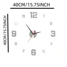 16 英寸/36 英寸/47 英寸现代设计大挂钟 3D/2D DIY 石英钟时尚手表亚克力镜面贴纸客厅家居装饰钟表镜面数字贴纸适用于客厅办公室装饰礼物 - 銀色 - 查看 11