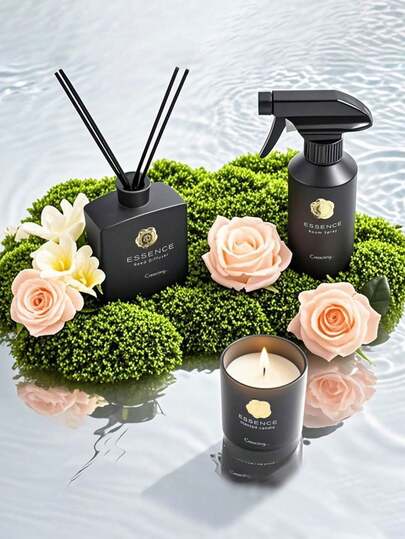 1 st exklusivt presentset med doftljus, 100 ml doftspridare, 150 ml doftspray, 100 g rökfritt doftljus, en fin present till kvinnor, aromaterapi-rumsdoft, mycket lämplig som födelsedagspresenter, alla hjärtans dag-presenter, mors dag-presenter, julklappar.