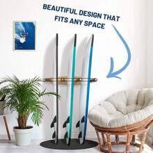 Vertical Surfboard Rack - Surf Racks For Wall,  Wooden Surf Board Holder With Rubber Mat, Wall Mount Storage, Vertical Paddle Board &  Garage Stand (4 Arms / 3-4 Boards) - Multicolor - View 7