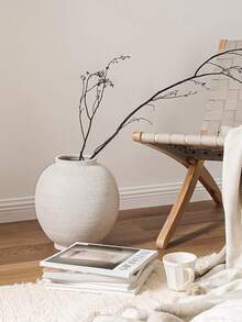 White Ceramic Vase - Large 12.5 Inch Round Floor Vase For Centerpieces, Farmhouse Rustic Minimalist Home Decor (Sandstone White) - Brown - View 1