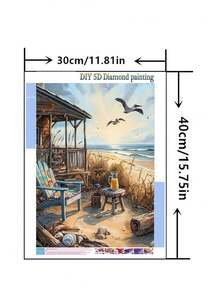 1 bức tranh đính đá tự làm phong cảnh nước chảy trang trí nhà tranh toàn bộ mũi khoan 11,8*15,7in/ 30*40cm - Nhiều màu - Xem 2
