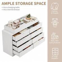 CuisinSmart Changing Table Dresser, Baby Nursery Dresser With 8 Drawers, Multi-Functional Baby Changing Table, Diaper Changing Station For Children's Room - trắng - Xem 3
