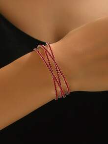 1 件女士多层十字交叉开口水钻手链，优雅的日常配饰