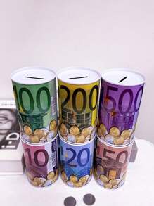 1 pièce Tirelire à motif symbole de l'euro, design unique, boîte de rangement en métal durable, accessoires de décoration pour la maison (motif aléatoire)