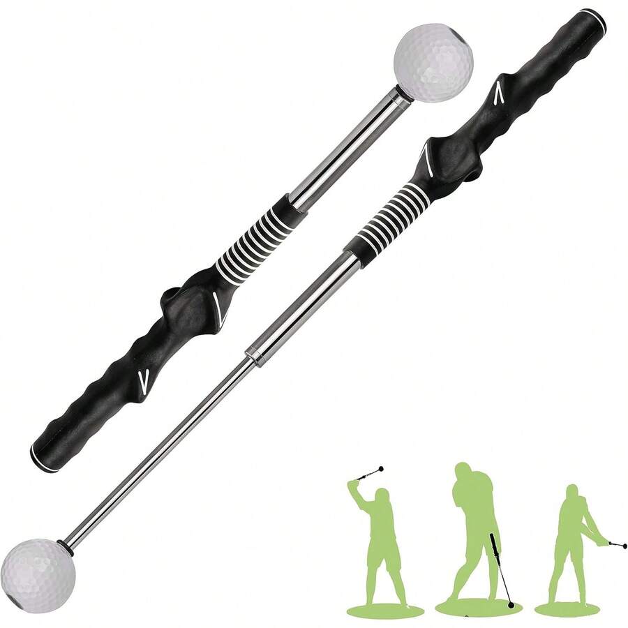 Retractable Golf Swing Training Aid, Golf Grip Trainer & Golf Swing Trainer For Warm-Up, Right/-Handed/Left Handed Golf Club For Indoor Practice, Golf Accessories - Strength & Tempo Training For Chipping Hitting - Black - View 1