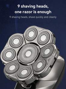 Electric Shaver, Suitable For Haircuts, Ultimate Men's Cordless Rechargeable Bald Shaver With Rotating Blades, Hair Clipper, Nose Hair Trimmer, Comb, Massager, Nine-Blade Electric Shaver. - Multicolor - View 5