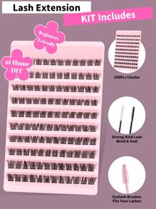 120 Peças Cílios Postiços Enrolados, Grossos, Macios e Leves, Rolo C 10-16mm Comprimento Misto, Conjunto de Cluster de Cílios com Adesivo de Extensão de Cílios, Pinça para Cílios, Pincel para Cílios, Ferramenta de Maquiagem Fina e Longa, Adequada para Todos os Tipos de Ocasiões, Seja Festa de Casamento ou Maquiagem Diária, Pode Ser Facilmente Manuseada