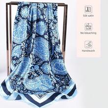 35 Inches Silk Head Scarf-Satin Hair Scarves Silk Bandana Scarf Headscarf For Women's Fashion Scarveshalloween - 藍大腰果 - 查看 3
