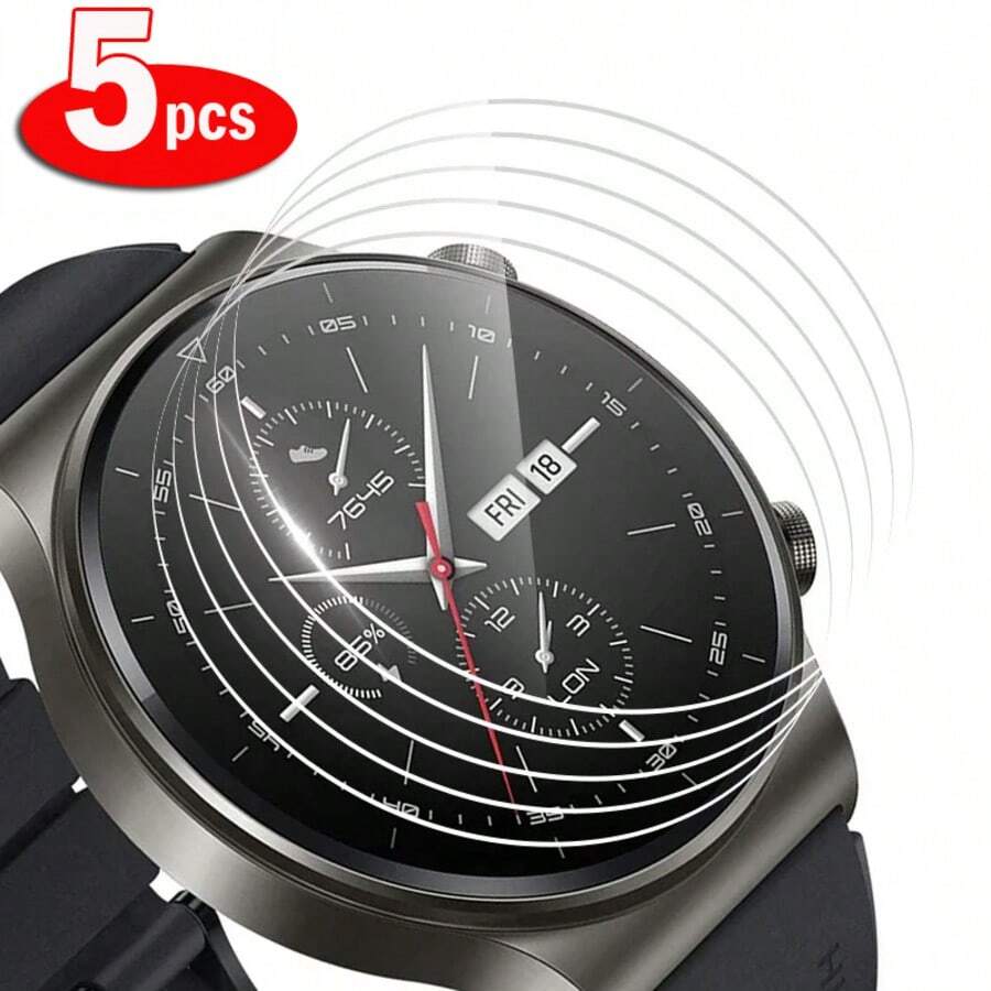 5片装钢化玻璃屏幕保护膜，兼容华为Watch GT 6 Pro 5 4 3 Pro GT Runner屏幕玻璃膜，防刮花保护膜，适用于41mm、42mm、46mm表壳尺寸的手表GT6、GT5、GT4、GT3 Pro，透明玻璃膜，生日/圣诞节/送给男孩/女孩的礼物