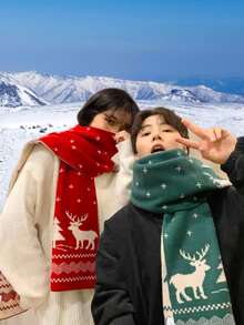 1件 新年 圣诞节 万圣节 冬季 红色 黑色 围巾 男士 女士 秋冬 红色 25年 新款 高档 时尚 休闲 百搭 学生 针织围巾 情侣款 - 彩色 - 查看 5