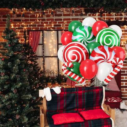 1pc 18" Polyester Film Aluminum Foil Sweet Candy Windmill Spiral Balloon, Round Lollipop Aluminum Foil Balloon, Suitable For Birthday, Holiday, Wedding Proposal, Party, Christmas, New Year Candy Themed Decoration