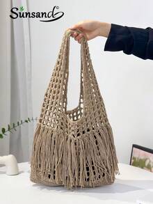 ENBEI 镂空钩针包夏季时尚度假沙滩包，优雅花朵女包，钩针包女士随身包，午餐包，单肩包旅行必备品，适合日常休闲，度假，购物和服装搭配商务休闲女性，大学生，母亲节礼物婚礼新娘伴娘礼物