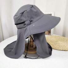 1pc Breathable UV Protection Face Cover Mask With Detachable Sun Hat, Casual Polyester Fabric, UPF50+ For Summer