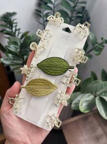 1 Women's Green Leaf Embroidered Hairpin, Sweet Side Clip, Women's Accessories/Hair Accessories, Forest Style Retro Alligator Hair Clip Claw Clips Hair Claws Hair Barrettes