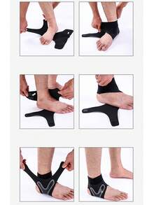 1 Pair Adjustable Ankle Support Brace Elastic Stabilizer Foot Sleeve For Sprain Prevention, Pain Relief & Recovery Arthritis, Basketball, Plantar Fasciitis - Black - View 9