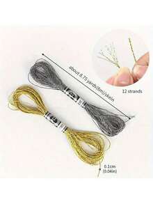 Set de 19 colores de hilos metálicos de bordado, 152 metros por color, hilos de poliéster brillantes adecuados para punto de cruz, pulseras de la y manualidades DIY - Set de 19 colores - Multicolor - Ver 10