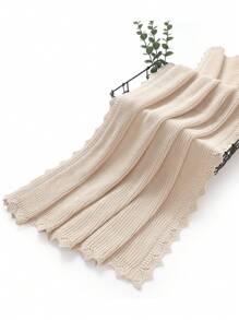 1 Stück lässige und einfache gestrickte Babydecke mit romantischer Spitze, Baby-Umhängedecke, ganzjährig geeignet für Kinder