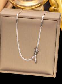 UHBINYCA Collar de clavícula en forma de lazo de acero inoxidable, joyería de personalidad, accesorio de fiesta para chica, cadena tipo hueso de serpiente