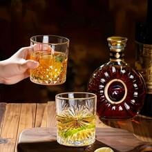 6 Stücke hochwertige Whiskeygläser, 7oz, Gläser für Old Fashioned Cocktails, Vintage Gläserset, Tumbler Gläser, Gläser für eisgekühlte Getränke, geeignet für Bourbon Whiskey, Scotch Whisky, Spirituosen, Wodka, Cocktails, passend für Familien, Bars, Partys, einzigartiges Geschenk für Männer