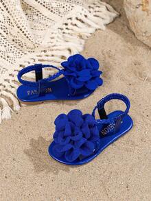 A Pair Of Stylish Lace Up Floral Sandals, Sandals, Beach Sandals, Bohemian Sandals, Floral Sandals, - Blue - View 4