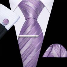 Cravate florale violette royale pour hommes, ensemble de cravate de luxe en soie jacquard avec mouchoir pour mariage et soirée