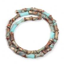 Approx. 32pcs Natural Bamboo Node-Shaped Imperial Jasper Beads, Multi-Styles, Retro Oil Painting Dark Color, DIY Craft Loose Spacer Beads, Suitable For Bracelet, Necklace, Jewelry, Pendant, Decoration Accessories