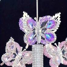 3pcs Sparkling Acrylic Butterfly Charms With Crystal Rhinestones & Flexible Wings - Perfect For DIY Jewelry, Phone Pendants & Crafts, For Return School