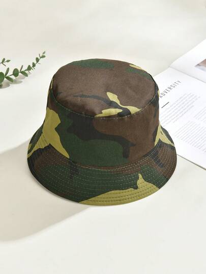 1頂迷彩印花漁夫帽,休閒風格