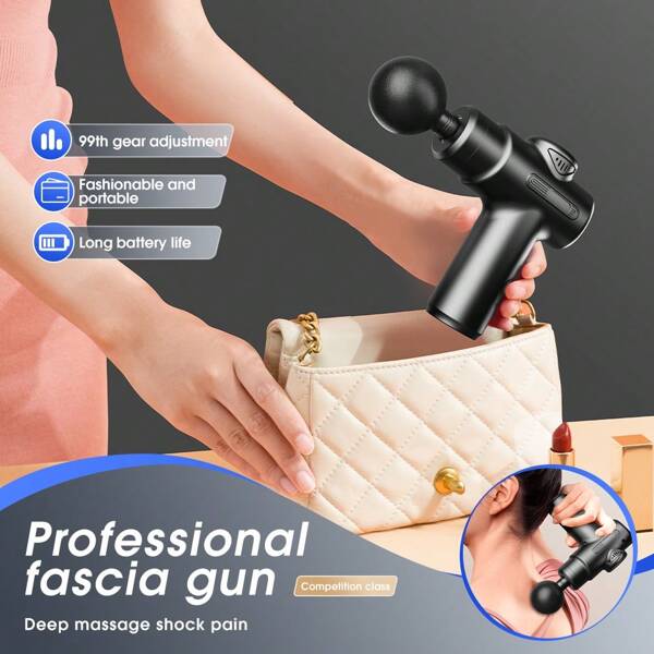 Mini massagepistool, fascia-apparaat, spierontspanningsapparaat, vibrerend pistool, draagbare staafmassage, fitnessapparatuur, nek- en lichaamsfascia-pistool