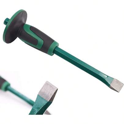 Mason's Chisel With Safety Guard 12inch HeavyDuty Flat End Tool For Demolition Carving Scaling And Breaking