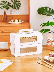 5/10 piezas Caja de embalaje para rollo de pastel con ventana transparente. Caja de regalo adecuada para rollos suizos, pasteles, cajas de mousse, rollos de toalla, pastelerías, adecuada para bodas, cumpleaños, Navidad, Halloween, cajas de regalo para fiestas, cajas de regalo, suministros de repostería