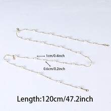 1pc Plain Color Faux Pearl Waist Chain, Fashionable & Versatile Fall, Autumn, Halloween - Gold - View 6
