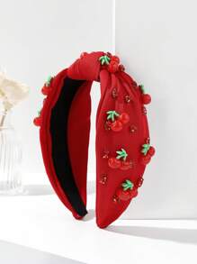 1 Peça Faixa de Cabelo com Laço Largo de Tecido com Estampa de Frutas, Tiara de Uso Diário, Faixa de Cabelo para Mulheres, Acessórios de Cabelo, Diadema