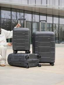 20 24 28 Inch Three Pieces Hard Shell Trolley Case Set, TSA Lock, Silent Double Swivel Wheels, Suitable For Business Long Trips - Dark Grey - P1 Dark Grey - View 3