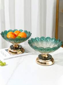 1 pieza Frutero de vidrio de lujo y colorido, gran cesta de frutas para la encimera de la cocina, cuencos de vidrio decorativos para servir frutas, postres, pasteles, dulces y snacks