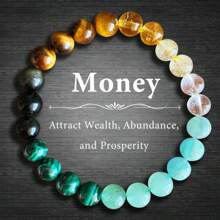 1pc Prosperity & Wealth Charm Bracelet, Tiger Eye, Citrine, Peacock & Clear Quartz, Attract Abundance & Prosperity, Unisex, Solid Unscented Format