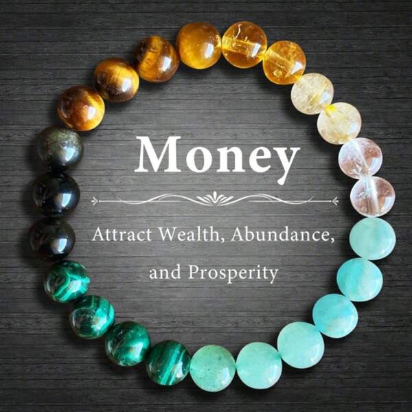 1pc Prosperity & Wealth Charm Bracelet, Tiger Eye, Citrine, Peacock & Clear Quartz, Attract Abundance & Prosperity, Unisex, Solid Unscented Format