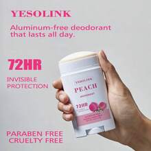 عصا مزيل عرق بعطر الخوخ 75 جرام، عطر منعش، خالي من الألومنيوم، مكونات نباتية، حماية من الرائحة لمدة 48 ساعة، هدية رائعة للصديقة أو الأم في عيد الحب أو عيد الميلاد