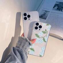 Elegant Blue Hydrangea Floral Pattern Background Element Design-Clear Phone Case With Air Cushion Corners For IPhone 15 Pro /IPhone [16/15/14/13/12/11 Pro Max]|Shockproof |Ultra Thin |Anti-Scratch-Cute Gift For Girls, BFF - 無色 - 查看 6