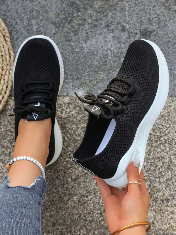 Lightweight Knit Sports Sneakers – Breathable Mesh Design, Comfortable For Daily & Fitness, Women's Athletic Footwear