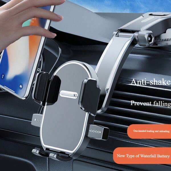 1pc Car Phone Holder Mount Vent Clip Automatic Lock Suction Cup Bracket For Navigation