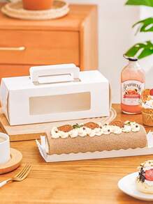 5/10 piezas Caja de embalaje para rollo de pastel con ventana transparente. Caja de regalo adecuada para rollos suizos, pasteles, cajas de mousse, rollos de toalla, pastelerías, adecuada para bodas, cumpleaños, Navidad, Halloween, cajas de regalo para fiestas, cajas de regalo, suministros de repostería