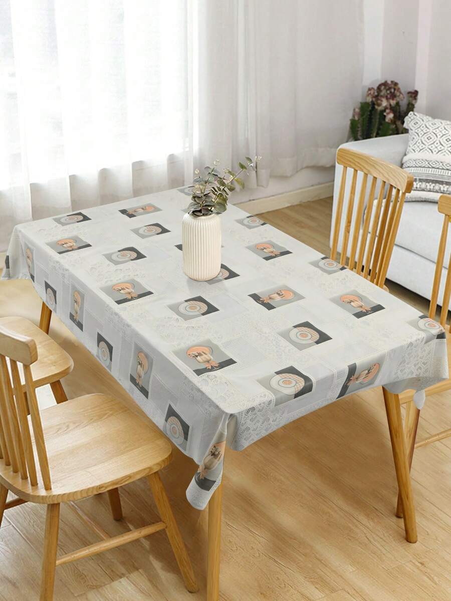 1 块桌布，PVC 印花防水、防油、耐热桌布，可水洗桌布，咖啡桌桌布，可重复使用桌垫，适用于厨房、餐厅、婚礼、派对餐桌装饰 - 彩色 - 查看 1