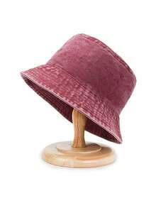 1pc Washed Denim Bucket Hat, Unisex Spring/Summer Outdoor Sun Protection Cap - Multicolor - View 16