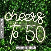 Insegna al neon "Buon 50° Compleanno" | Insegne al neon per 50° compleanno per decorazione da parete, luce al neon a LED bianco caldo, insegna a lettere, luce al neon per camera da letto, bar, compleanno, matrimonio, decorazione festa, compatibile USB con laptop
