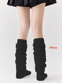1双白色过膝袜，大象图案，保暖过膝袜，宽松款，适合秋冬季节，舒适保暖 - 黑色 - 查看 8