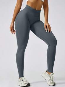 NcmRyu 2条装女士高腰塑身提拉瑜伽裤，适合健身户外运动紧身裤 - 深灰色 - 查看 5