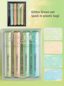 4pcs Clear Ice Style Highlighter Pens Set Oblique Brush Tip Fluorescent Color Marker Liner For Drawing Painting Back To School
