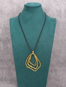 1 pièce Collier femme mode minimaliste à 7 couches, pendentif asymétrique en forme de cercle avec longue chaîne